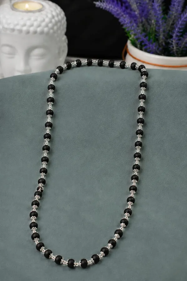Karungali_Mala_(Silver-Coated)_With_Free_Panchmukhi_Rudraksha