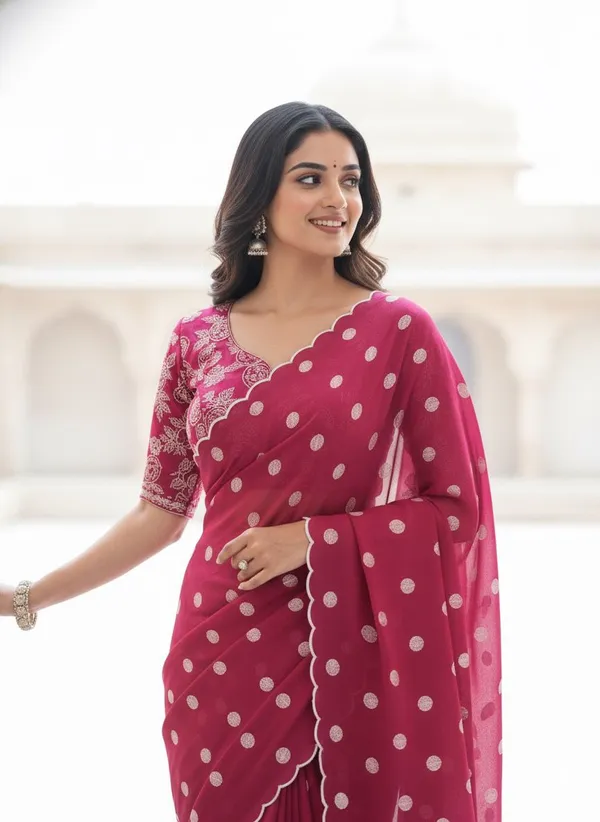 Pink_Organza_Polka_Dot_Embroidered_Saree_For_Women