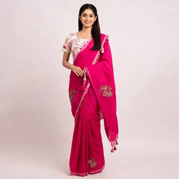 Pink_Chanderi_Cotton_Floral_Embroidered_Saree_For_Women
