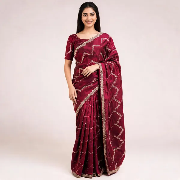 Magenta_Fendi_Silk_Sequin_Zari_Embroidered_Saree_For_Women