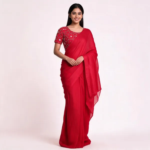 Red_Fendi_Silk_Floral_Pearl_Stone_Embellished_Suit_Fabric_For_Women