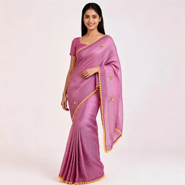 Pink_Kota_Doriya_Floral_Embroidered_Yellow_Lace_Border_Saree_For_Women