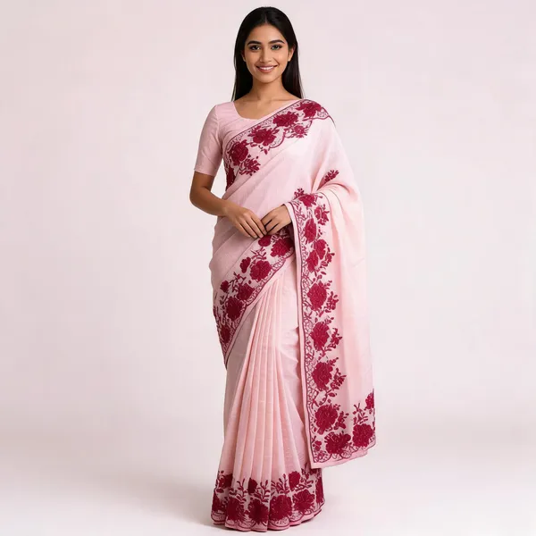 Pink_Kota_Doriya_Maroon_Floral_Embroidered_Saree_For_Women
