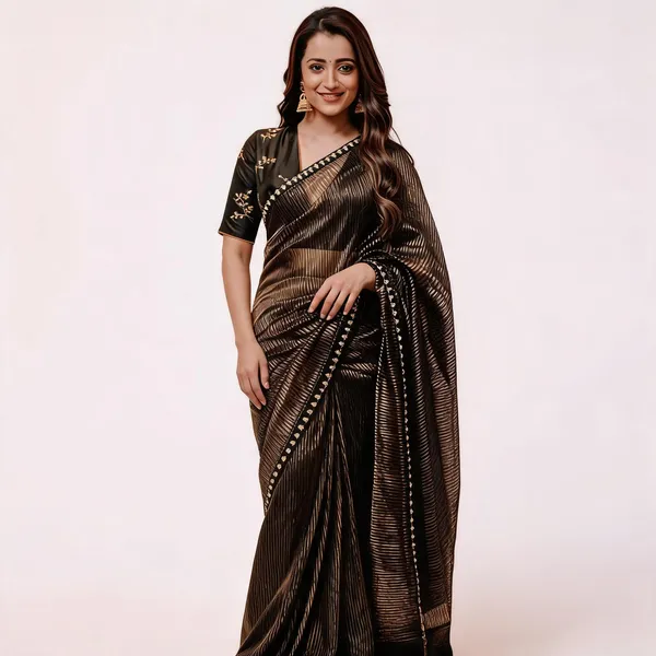 Black_Gold_Tissue_Stripe_Zari_Border_Striped_Saree_For_Women