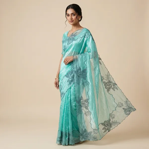 Sea_Green_Organza_Floral_Embroidered_Scarf_For_Women