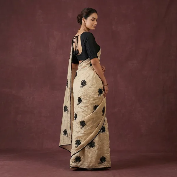 Cream_Black_Gold_Crush_Beaded_Floral_Embroidered_Saree_For_Women