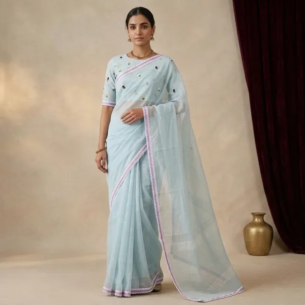 Blue_Kota_Doriya_Floral_Embroidered_Lace_Border_Saree_For_Women