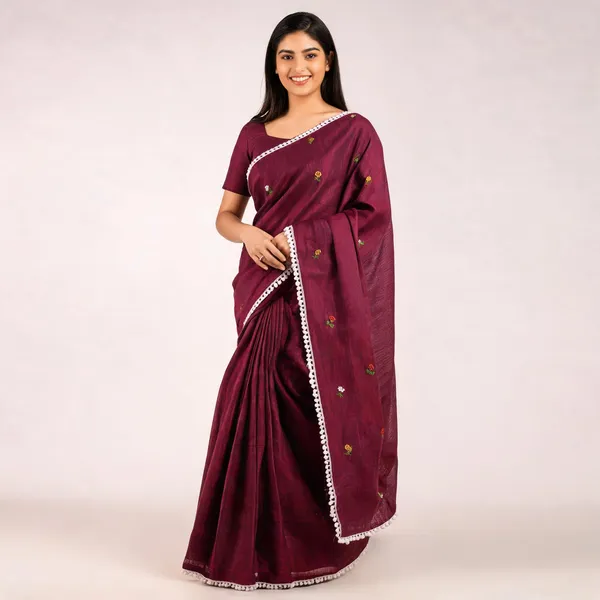 Maroon_Kota_Doriya_Floral_Embroidered_Saree_For_Women
