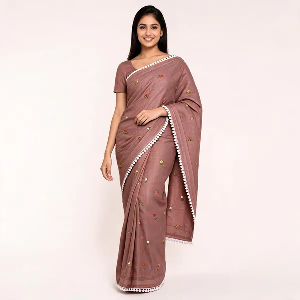 Brown_Kota_Doriya_Floral_Embroidered_Saree_For_Women