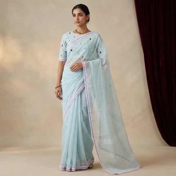 Blue_Kota_Doriya_Floral_Embroidered_Lace_Border_Saree_For_Women