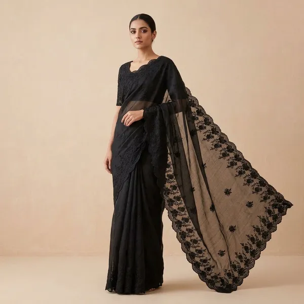 Black_Kota_Doriya_Floral_Embroidered_Scarf_For_Women