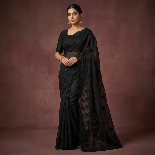 Black_Kota_Doriya_Floral_Embroidered_Scarf_For_Women