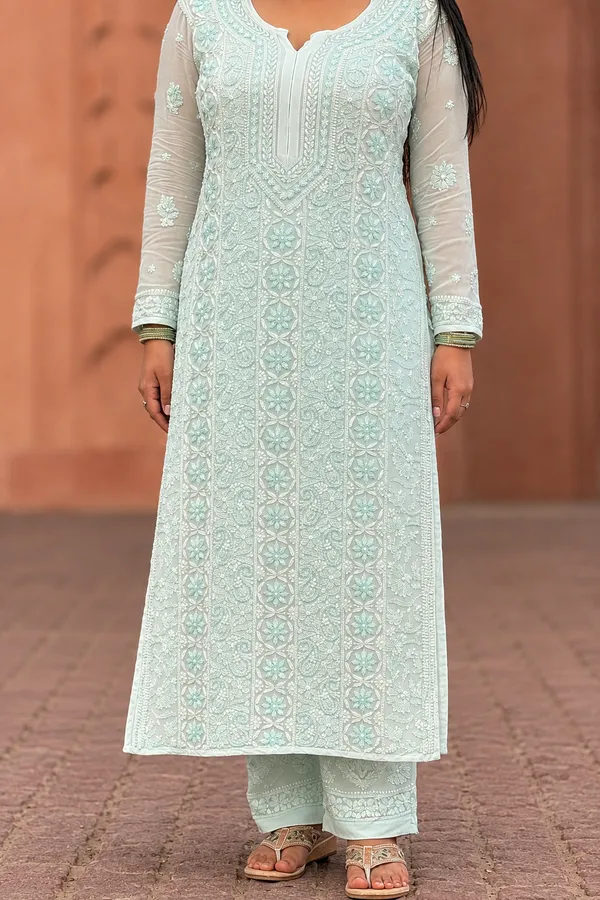 Viscose_3_Piece_Kurta_Set_-__Sea_Green