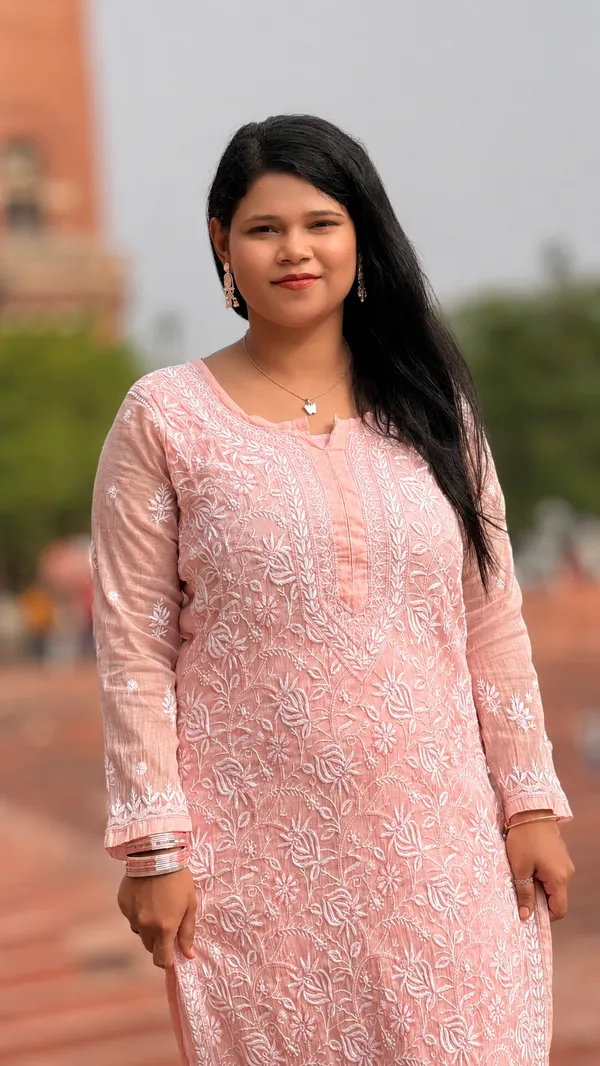 Mul_Chanderi_4_Piece_Kurta_Set_-_Carrot_Pink