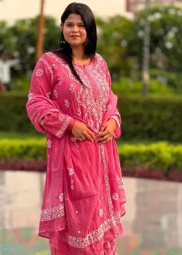 Pure_Kota_Doria_Chikankari_Kurta_Sets_-_Dark_Pink