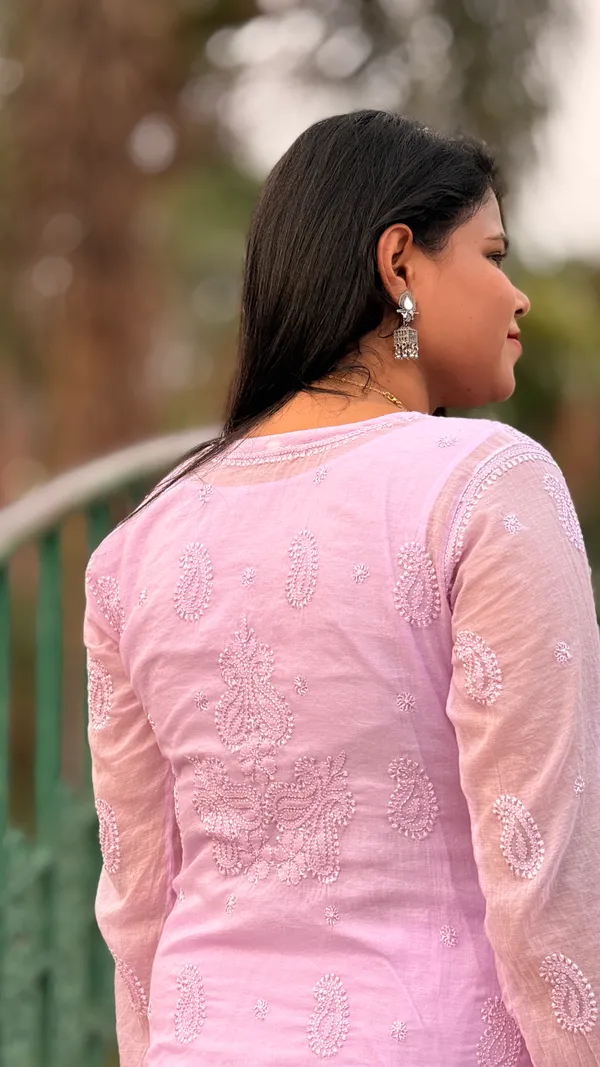 Mul_Chanderi_4_Piece_Kurta_Set_-_Lavender