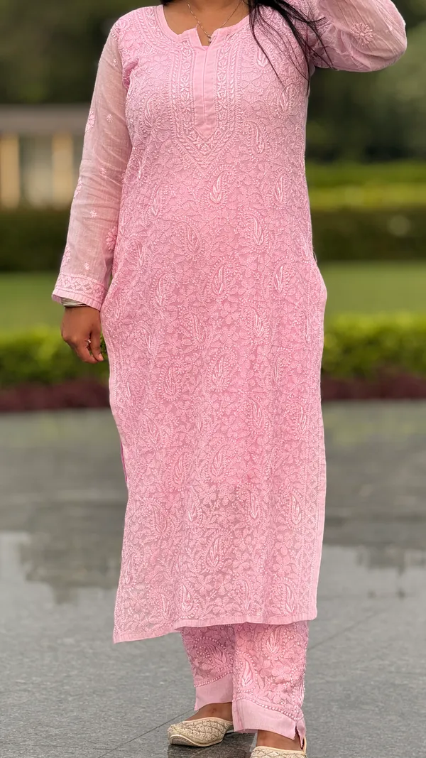 Pure_Mul_Chanderi_Chikankari_Kurta_4_Piece_Sets_-_Carrot_Pink