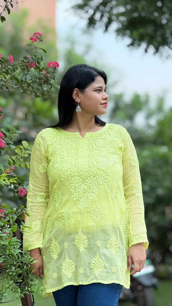Pure_Kota_Doria_Chikankari_Top_-_Lime_Green