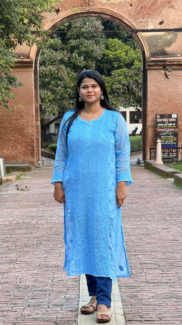 Pure_Kota_Doria_Chikankari_Kurta_-_Turquoise_Blue