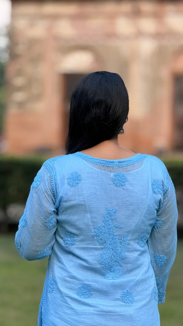 Pure_Kota_Doria_Chikankari_Kurta_-_Turquoise_Blue