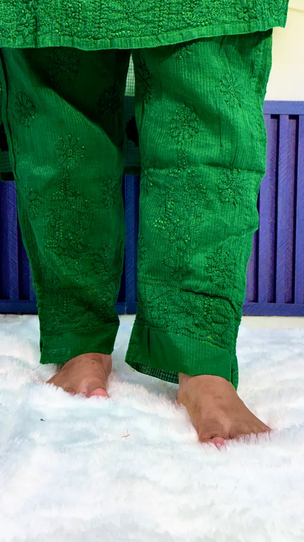 Pure_Kota_Doria_4_Piece_Kurta_Sets_-_Bottle_Green