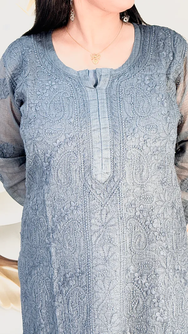 Pure_Kota_Doria_4_Piece_Kurta_Sets_-_Gray