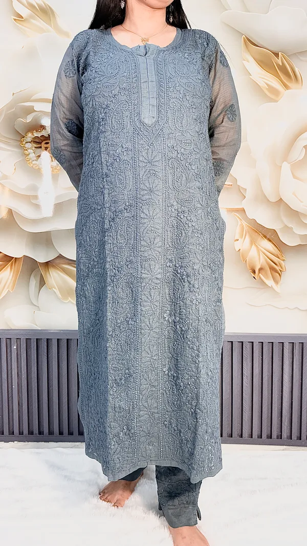 Pure_Kota_Doria_4_Piece_Kurta_Sets_-_Gray