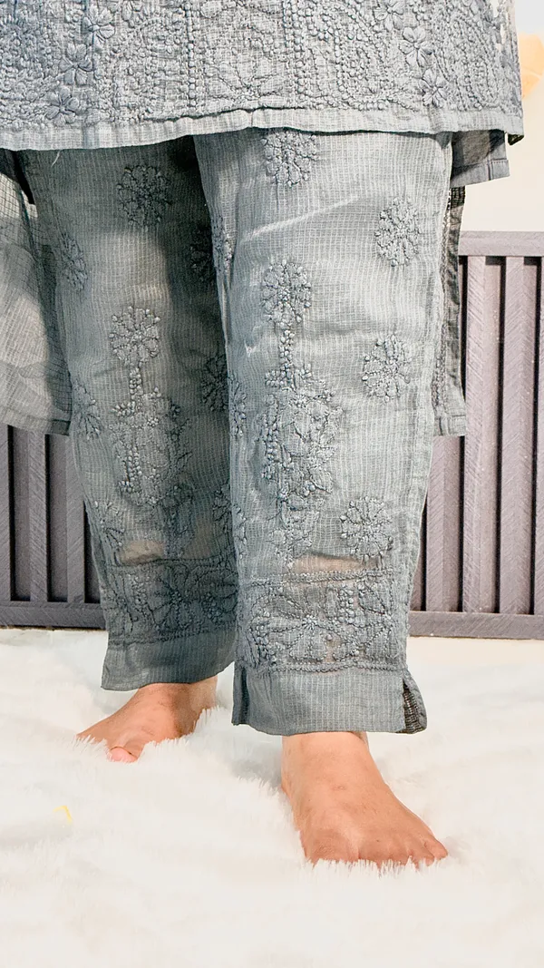 Pure_Kota_Doria_4_Piece_Kurta_Sets_-_Gray