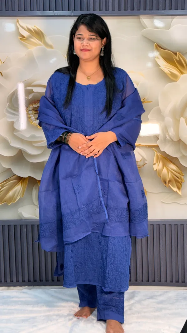 Pure_Kota_Doria_4_Piece_Kurta_Sets_-_Irish_Blue