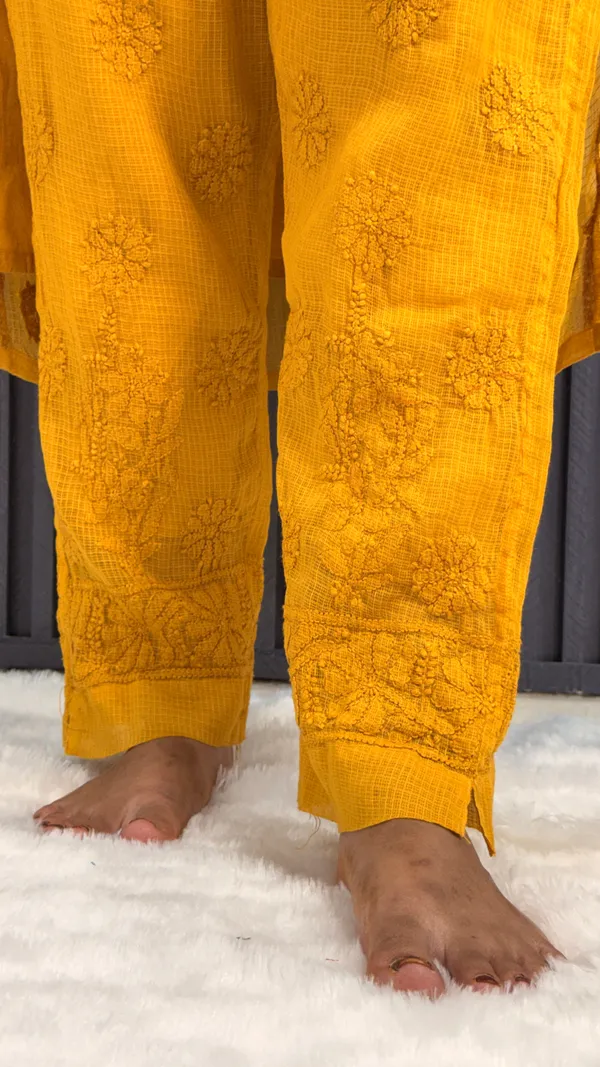 Pure_Kota_Doria_4_Piece_Kurta_Sets_-_Mustard