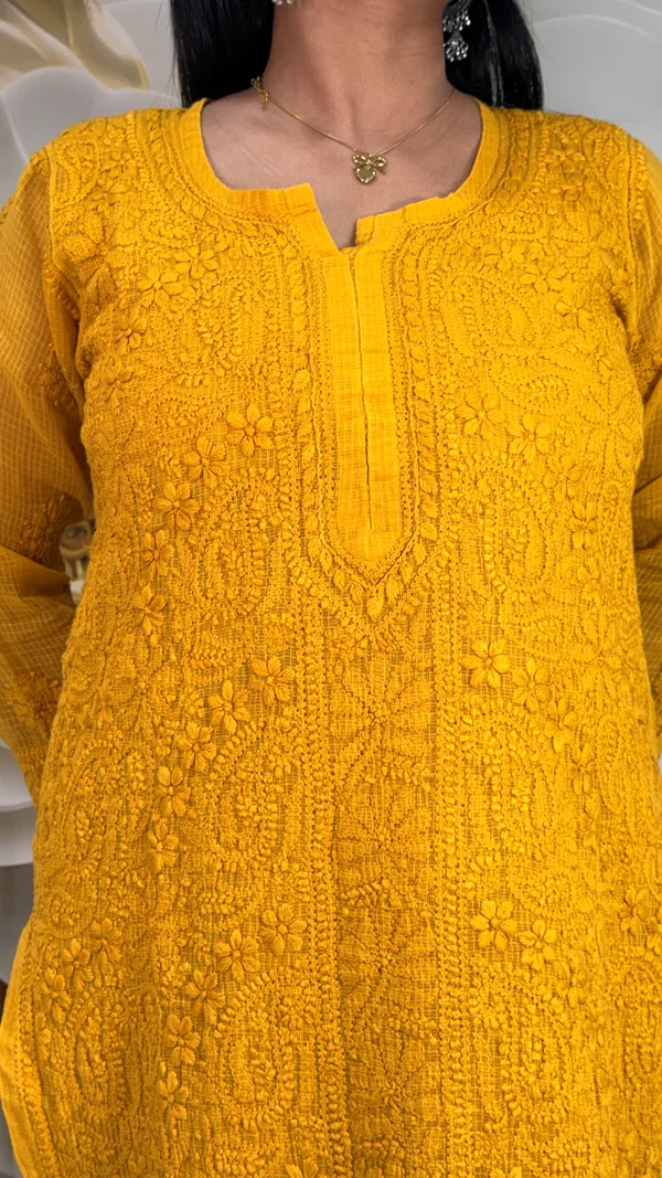 Pure_Kota_Doria_4_Piece_Kurta_Sets_-_Mustard