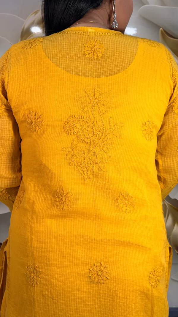 Pure_Kota_Doria_4_Piece_Kurta_Sets_-_Mustard