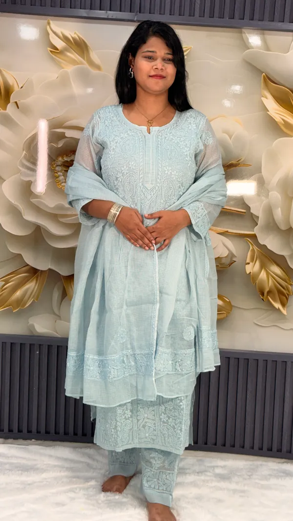 Pure_Kota_Doria_4_Piece_Kurta_Sets_-_Tile_Blue