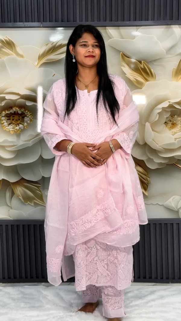 Pure_Kota_Doria_Chikankari_Kurta_4_Piece_Sets_-_Baby_Pink