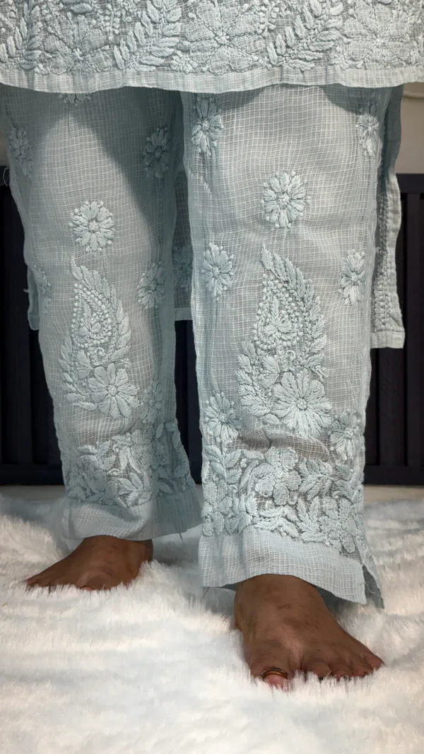 Pure_Kota_Doria_Chikankari_Kurta_4_Piece_Sets_-_Ice_Blue
