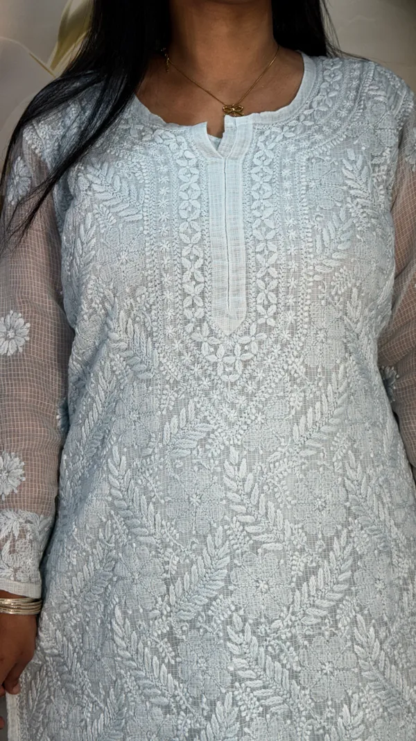 Pure_Kota_Doria_Chikankari_Kurta_4_Piece_Sets_-_Ice_Blue