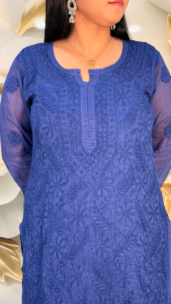 Pure_Kota_Doria_Chikankari_Kurta_4_Piece_Sets_-_Iris_Blue