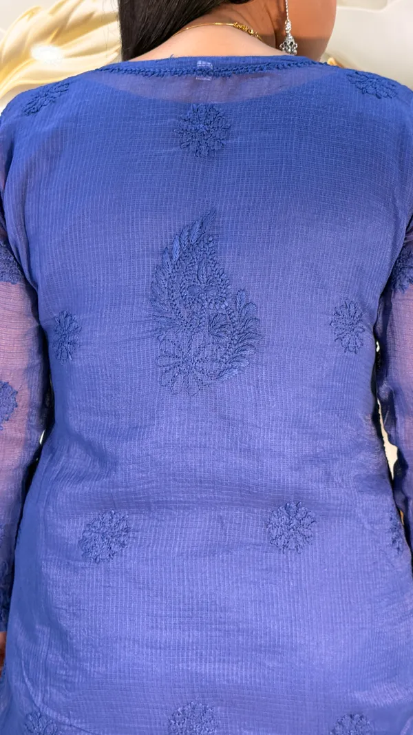 Pure_Kota_Doria_Chikankari_Kurta_4_Piece_Sets_-_Iris_Blue