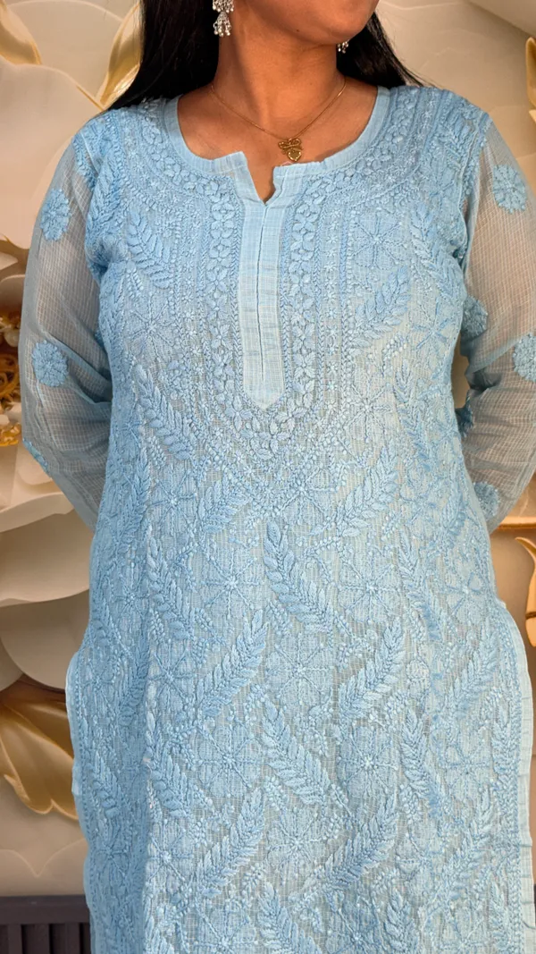 Pure_Kota_Doria_Chikankari_Kurta_4_Piece_Sets_-_Powder_Blue
