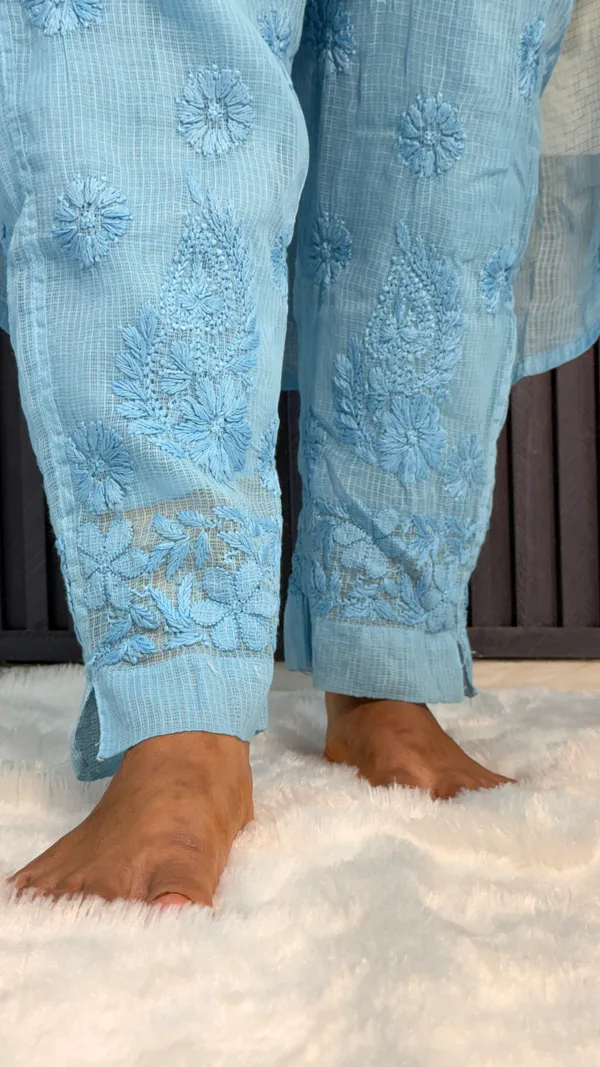 Pure_Kota_Doria_Chikankari_Kurta_4_Piece_Sets_-_Powder_Blue