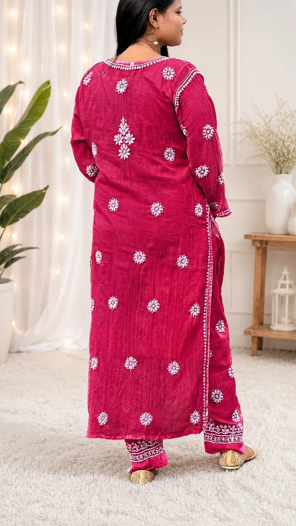 Pure_Kota_Doria_Chikankari_Kurta_Sets_-_Dark_Pink