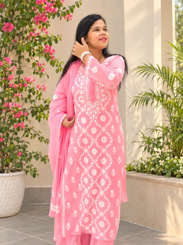 Pure_Kota_Doria_Chikankari_Kurta_Sets_-_Pink