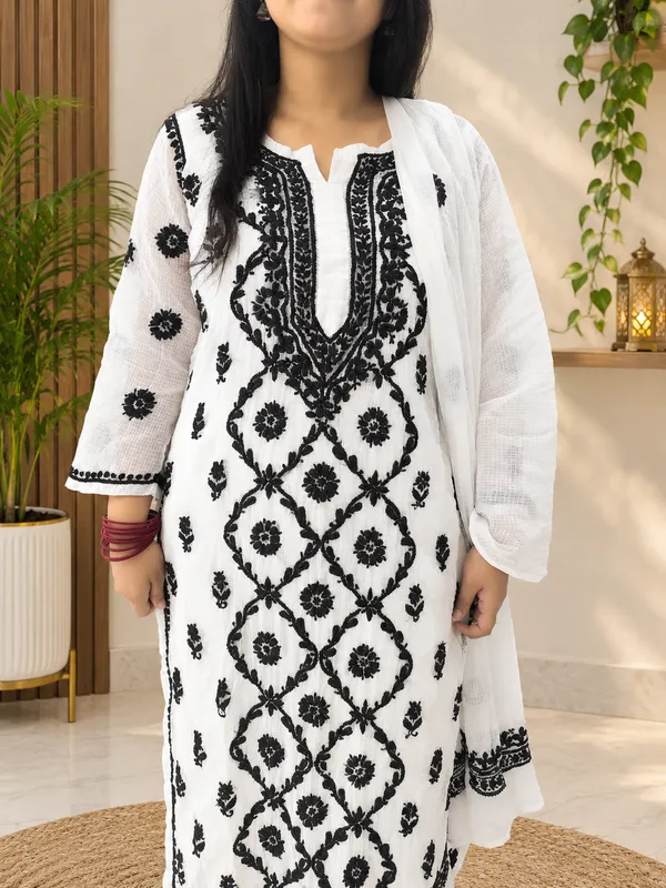 Pure_Kota_Doria_Chikankari_Kurta_Sets_-_White