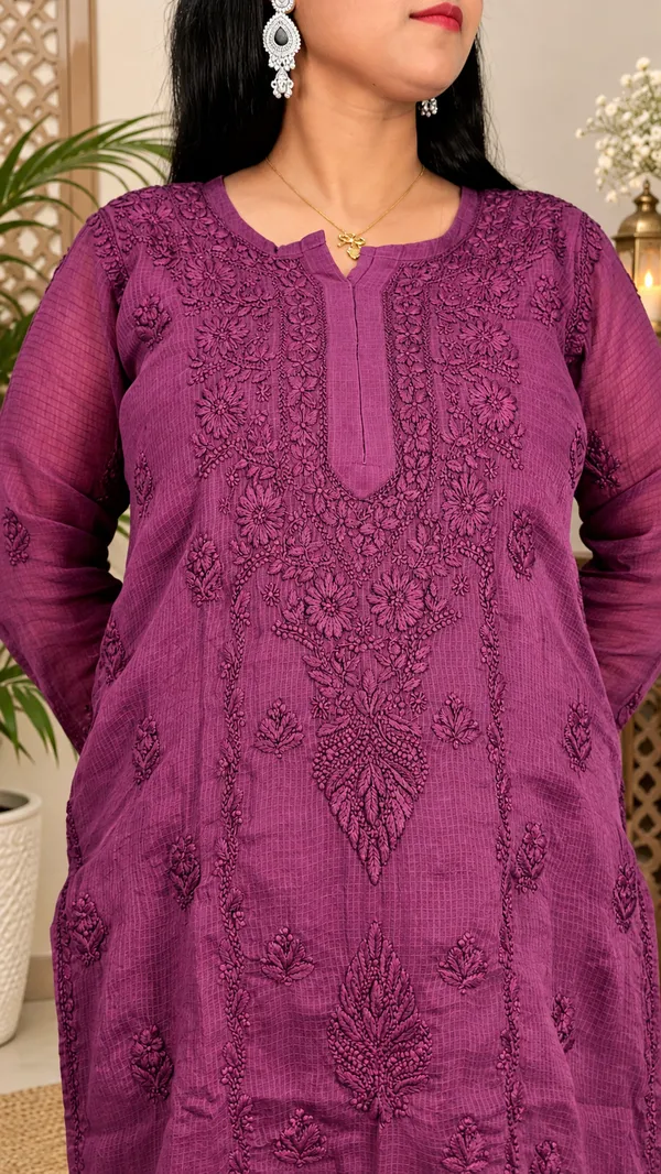 Pure_Kota_Doria_Chikankari_Kurta_Sets_-_Wine
