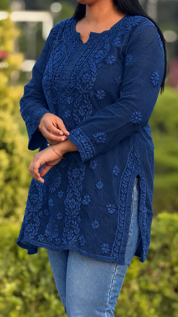Pure_Kota_Doria_Chikankari_Top-_Dark_Blue
