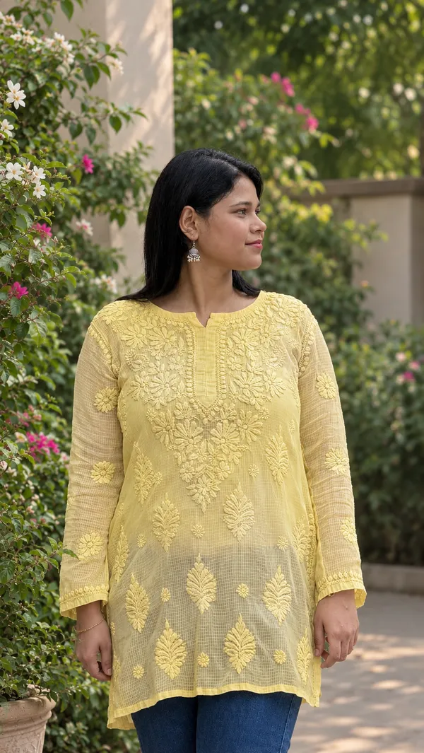 Pure_Kota_Doria_Chikankari_Top_-_Yellow