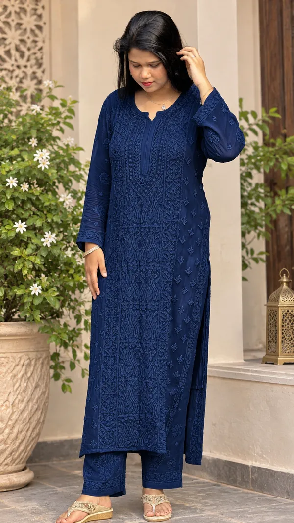 Pure_Viscose_3_Piece_Kurta_set_-_Dark_Blue