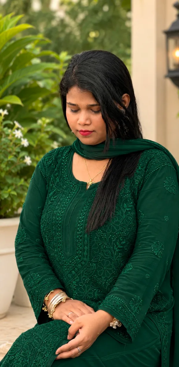 Viscose_3_Piece_Kurta_Set_-_Bottle_Green