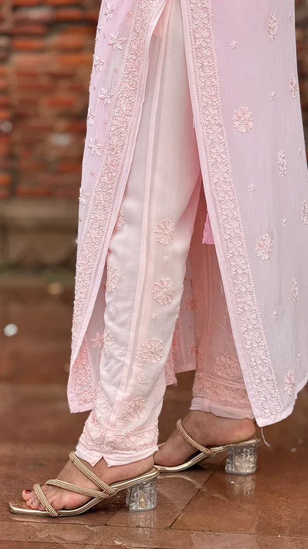 Viscose_3_Piece_Kurta_Set_-_Carrot_Pink