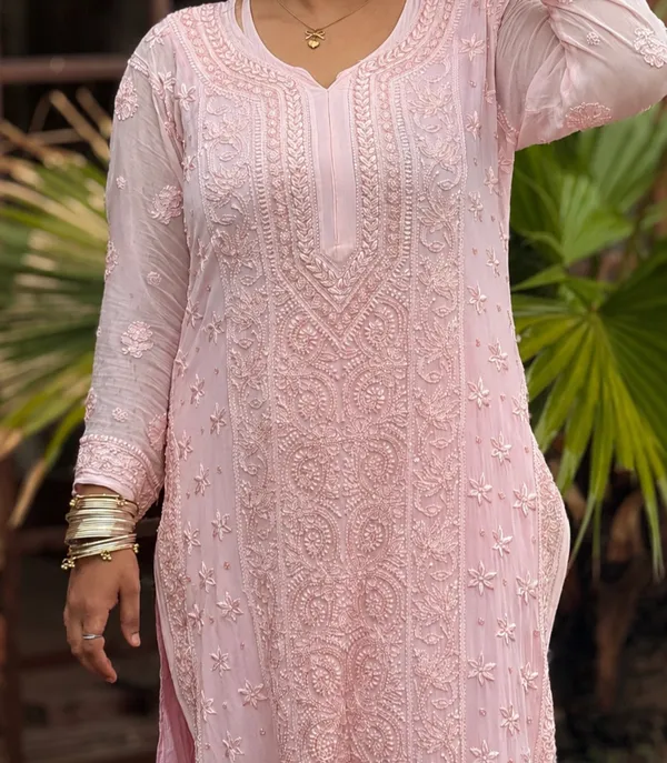 Viscose_3_Piece_Kurta_Set_-_Carrot_Pink